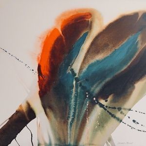 Lamar Briggs Brown, Blue & Red Horizontal Heart Hand Signed Numbered Lithograph